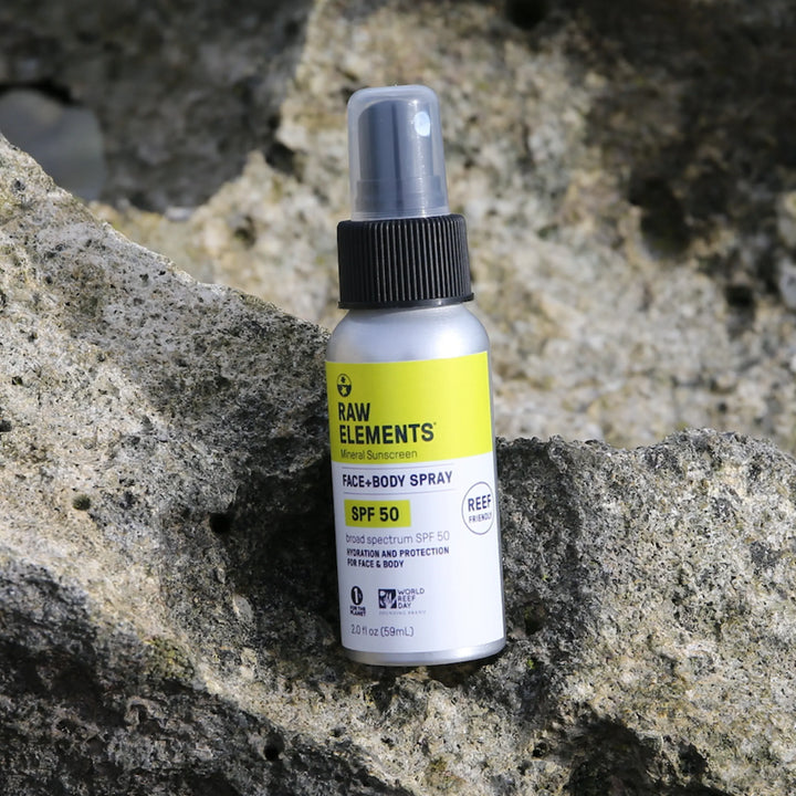 RAW ELEMENTS SPF50 All natural mineral organic sunscreen on the roc