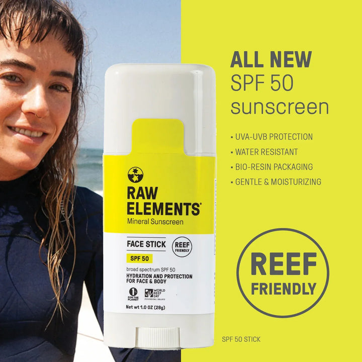 RAW ELEMENTS SPF50 STICK All natural mineral organic sunscreen water resistant