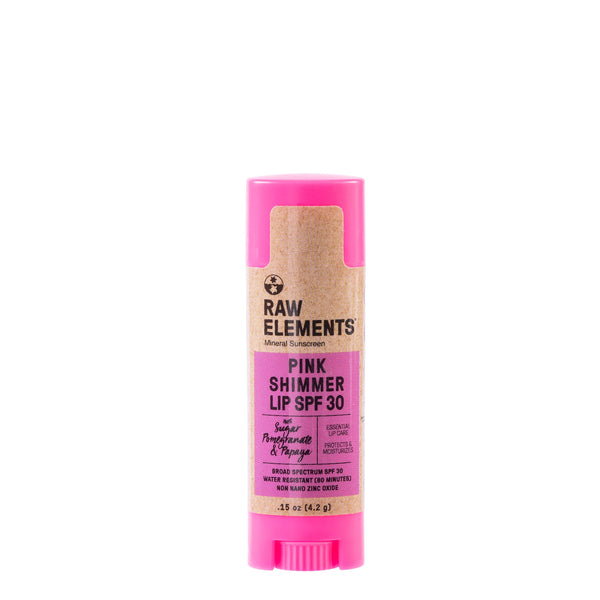 RAW ELEMENTS Pink Lip Shimmer SPF 30 Natural Sunscreen FRONT